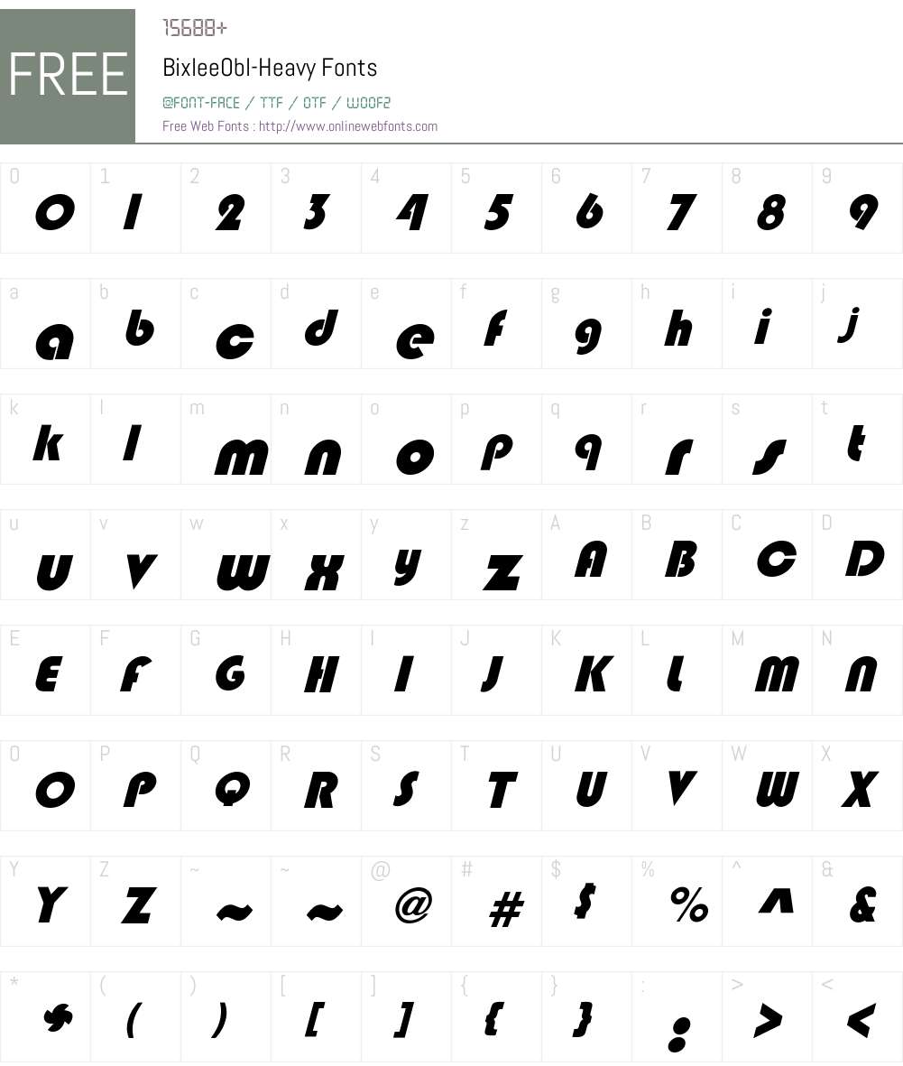 BixleeObl-Heavy Font Screenshots