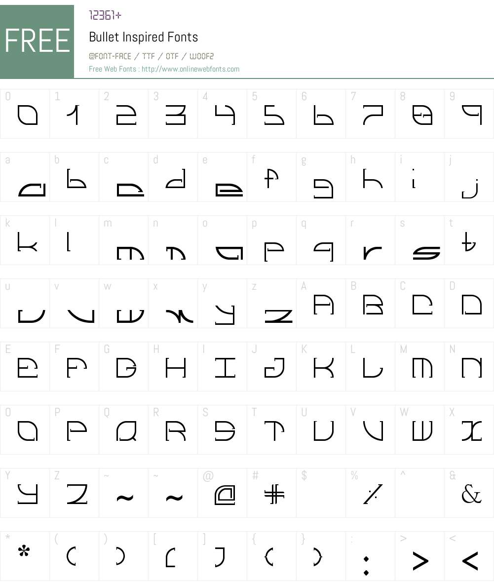 Bullet Inspired Font Screenshots
