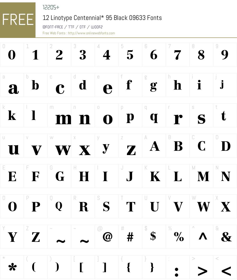 Centennial Font Screenshots