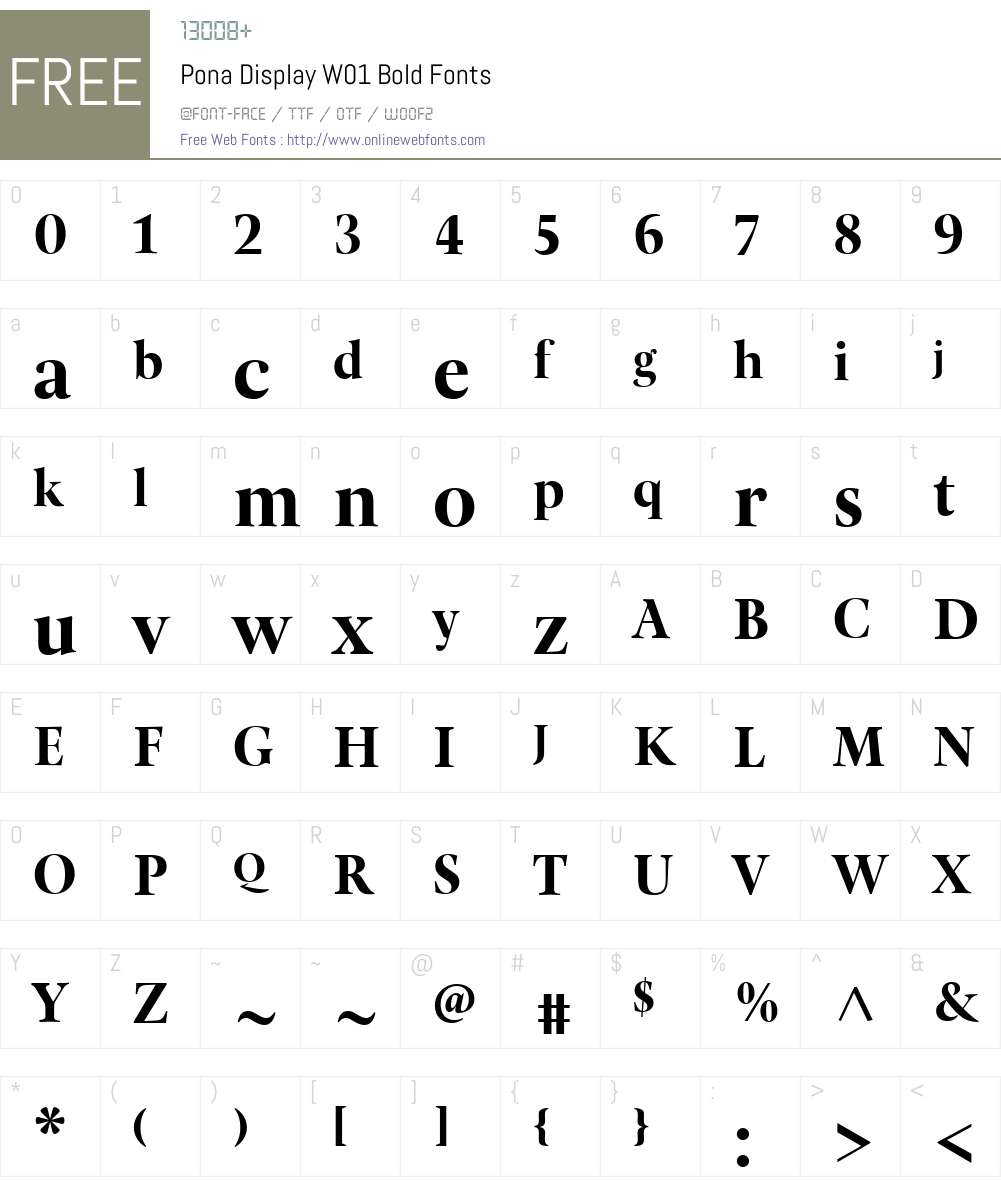 PonaDisplayW01-Bold Font Screenshots