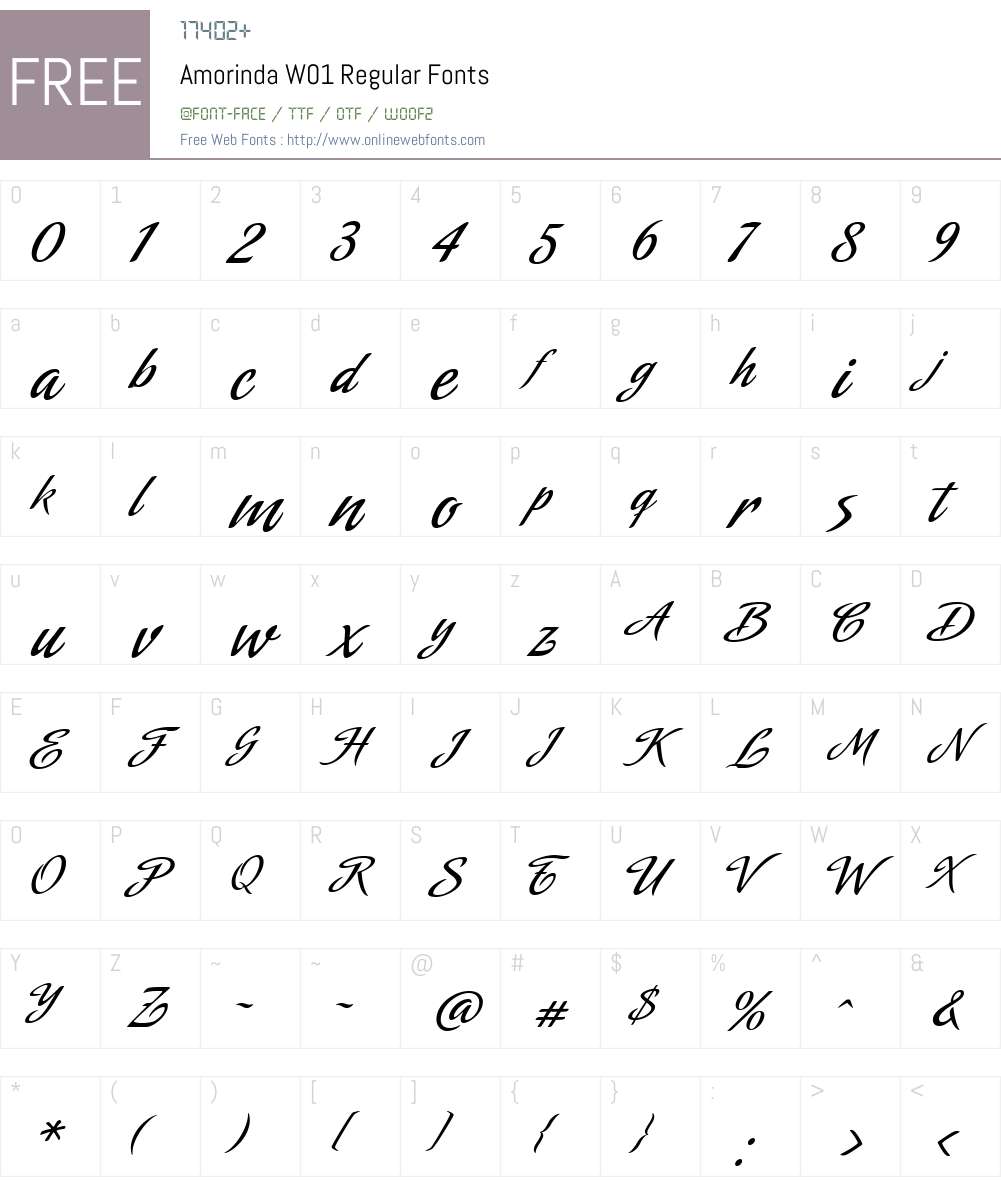 AmorindaW01-Regular Font Screenshots