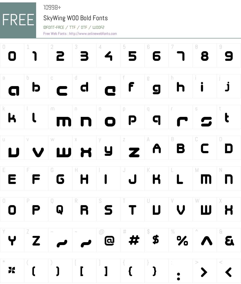 SkyWingW00-Bold Font Screenshots