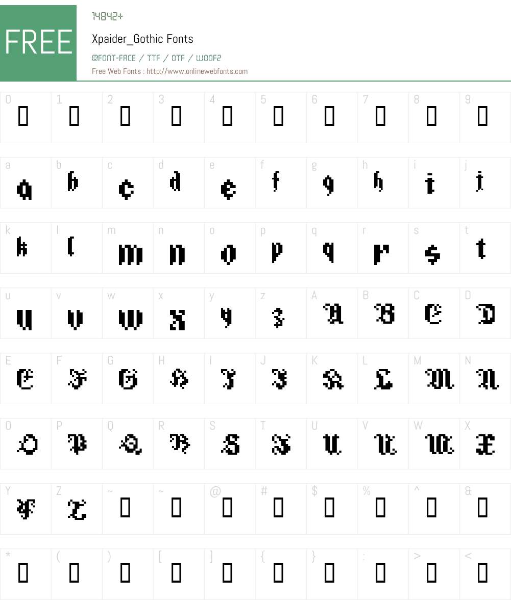 Xpaider_Gothic Font Screenshots