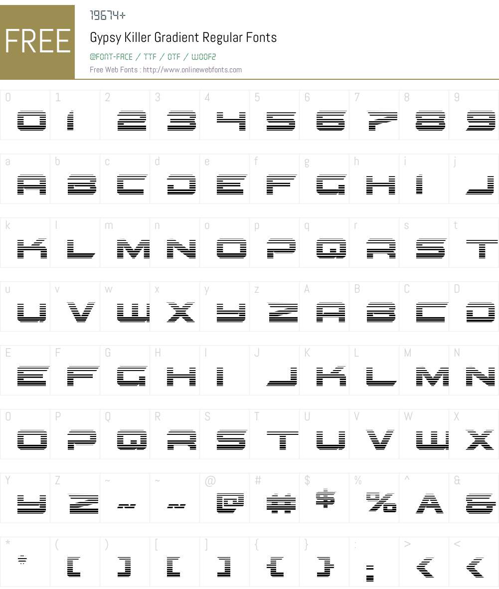 Gypsy Killer Gradient Font Screenshots