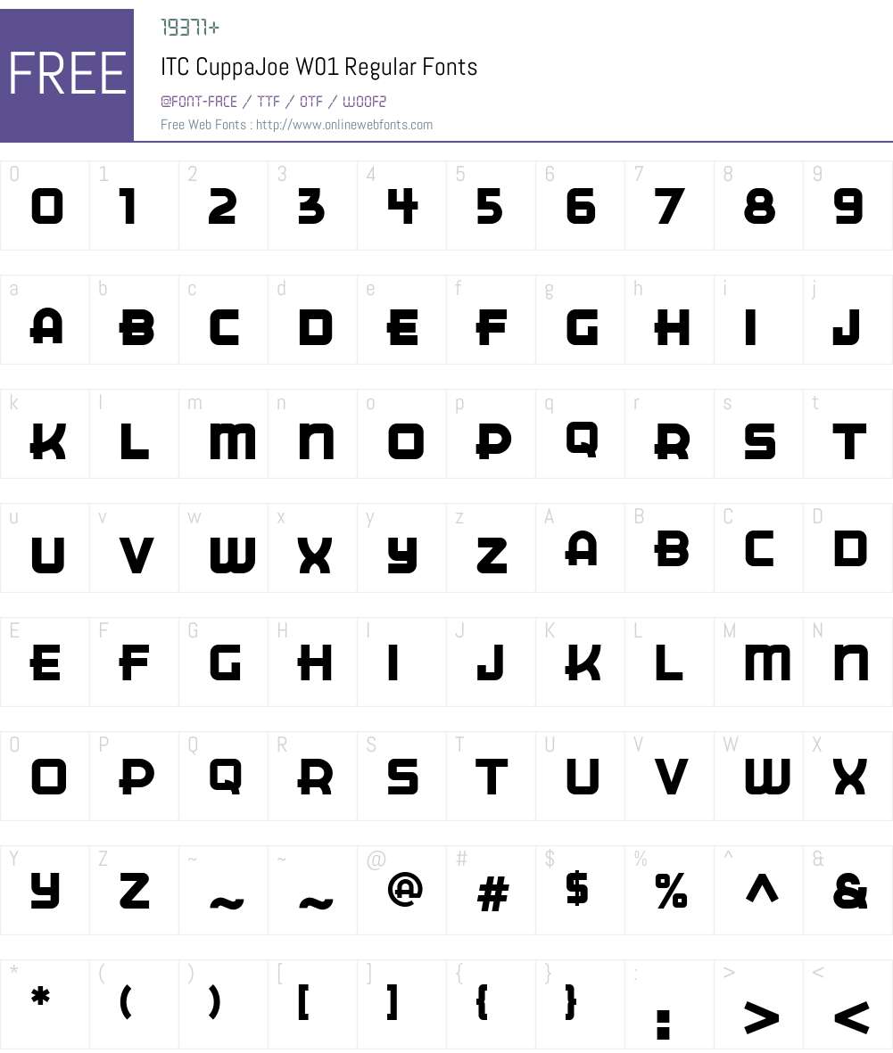 ITCCuppaJoeW01-Regular Font Screenshots