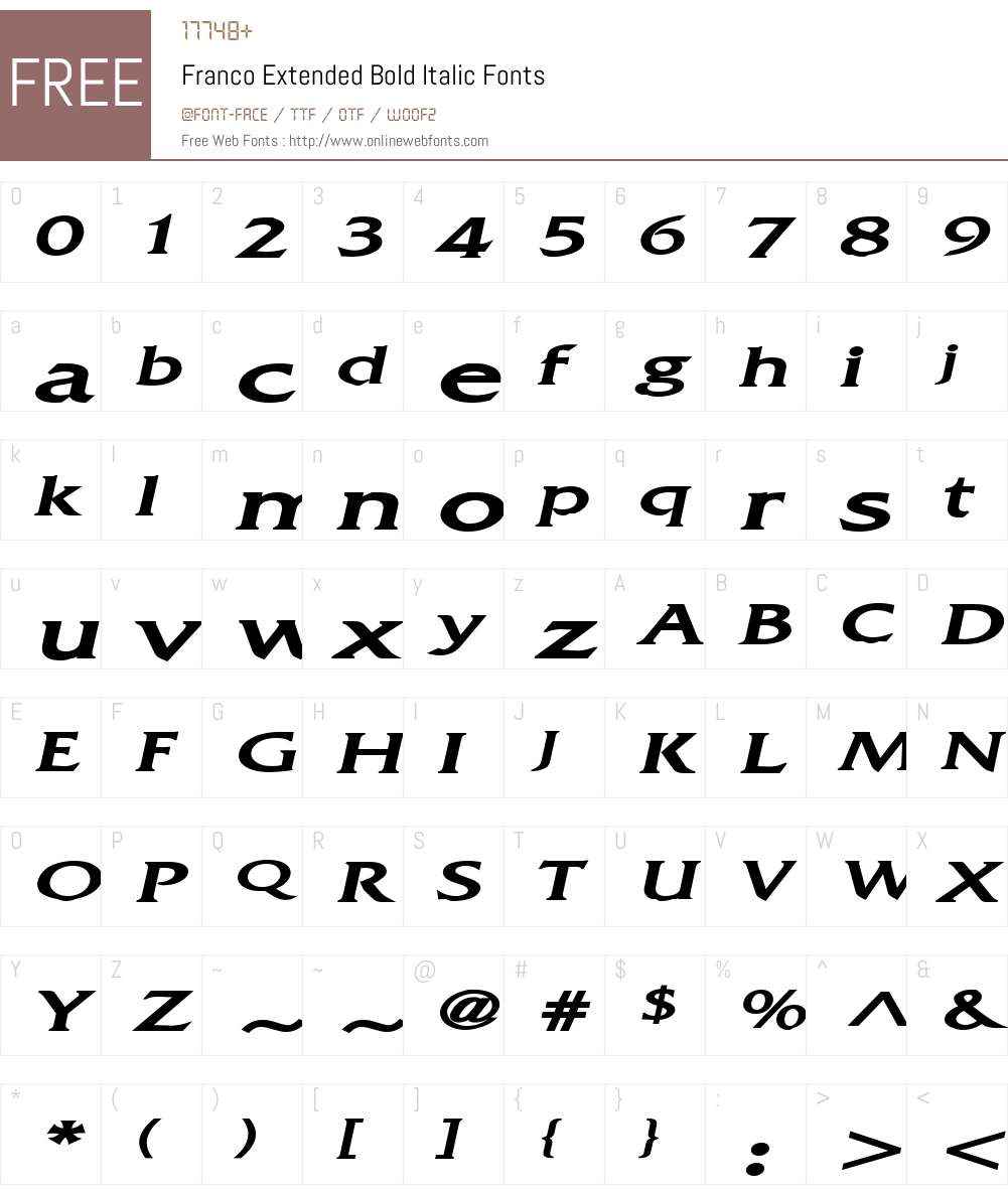 Franco Extended Font Screenshots