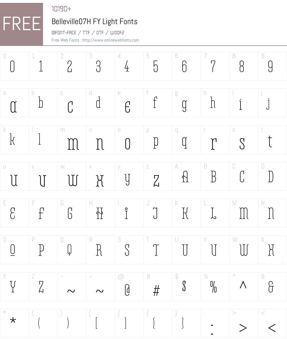 Belleville07H FY Light Font Screenshots