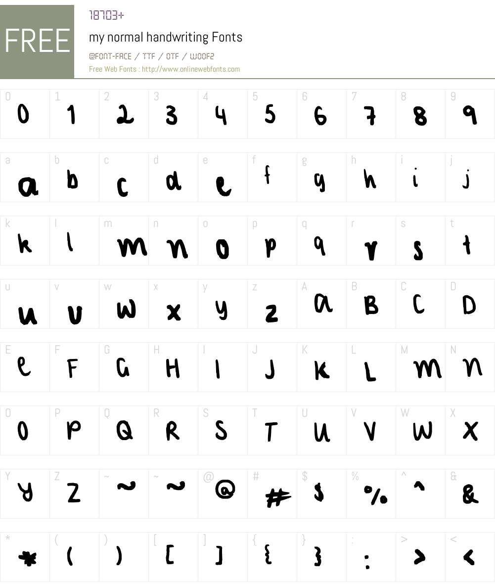 my normal handwriting Font Screenshots