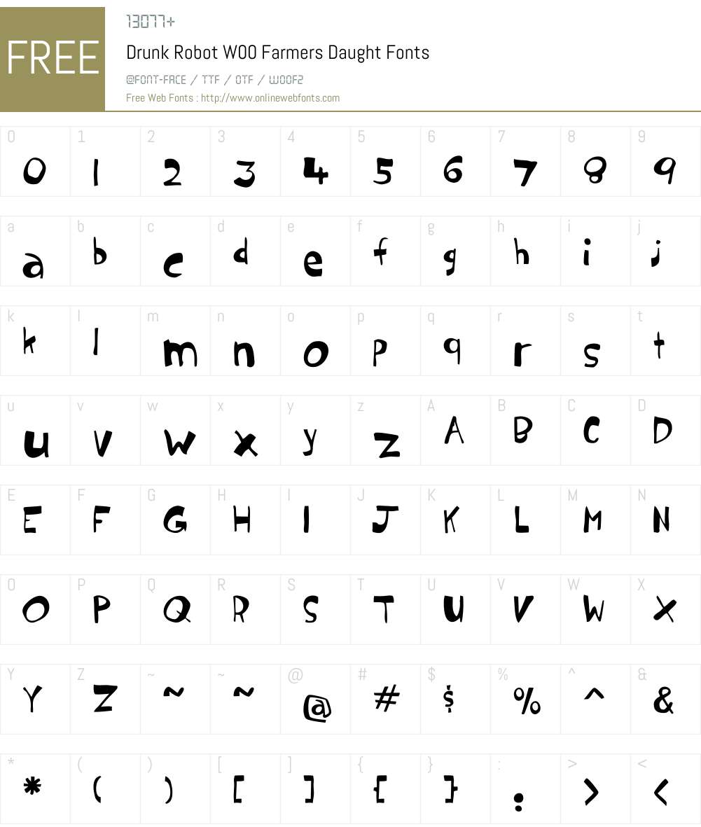 DrunkRobotW00-FarmersDaught Font Screenshots