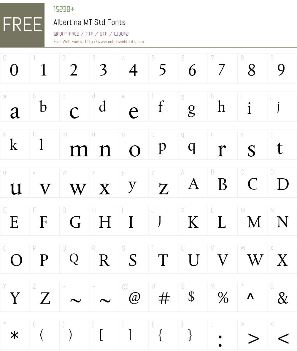 Albertina MT Std Font Screenshots