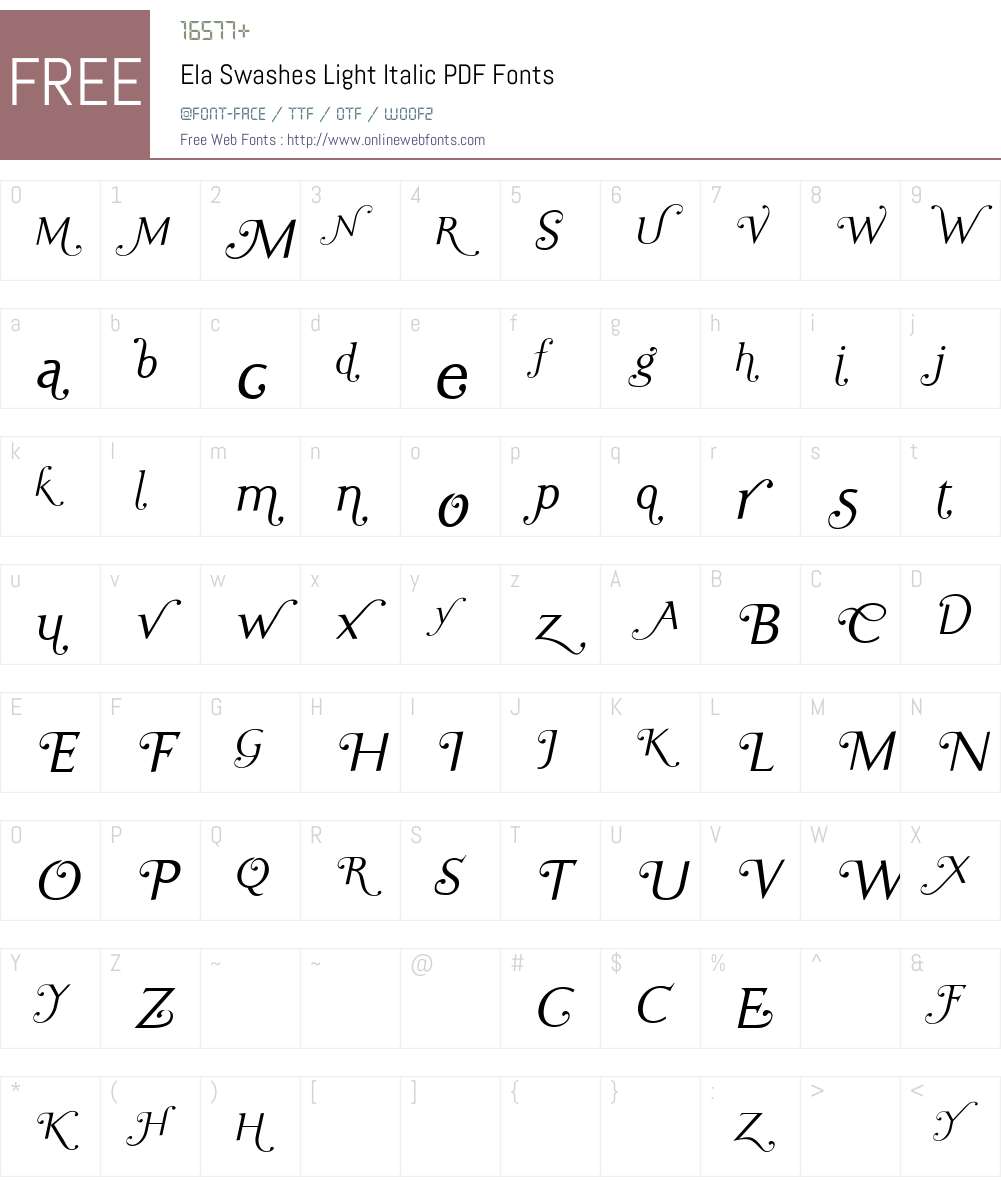 Ela Swashes Light Font Screenshots