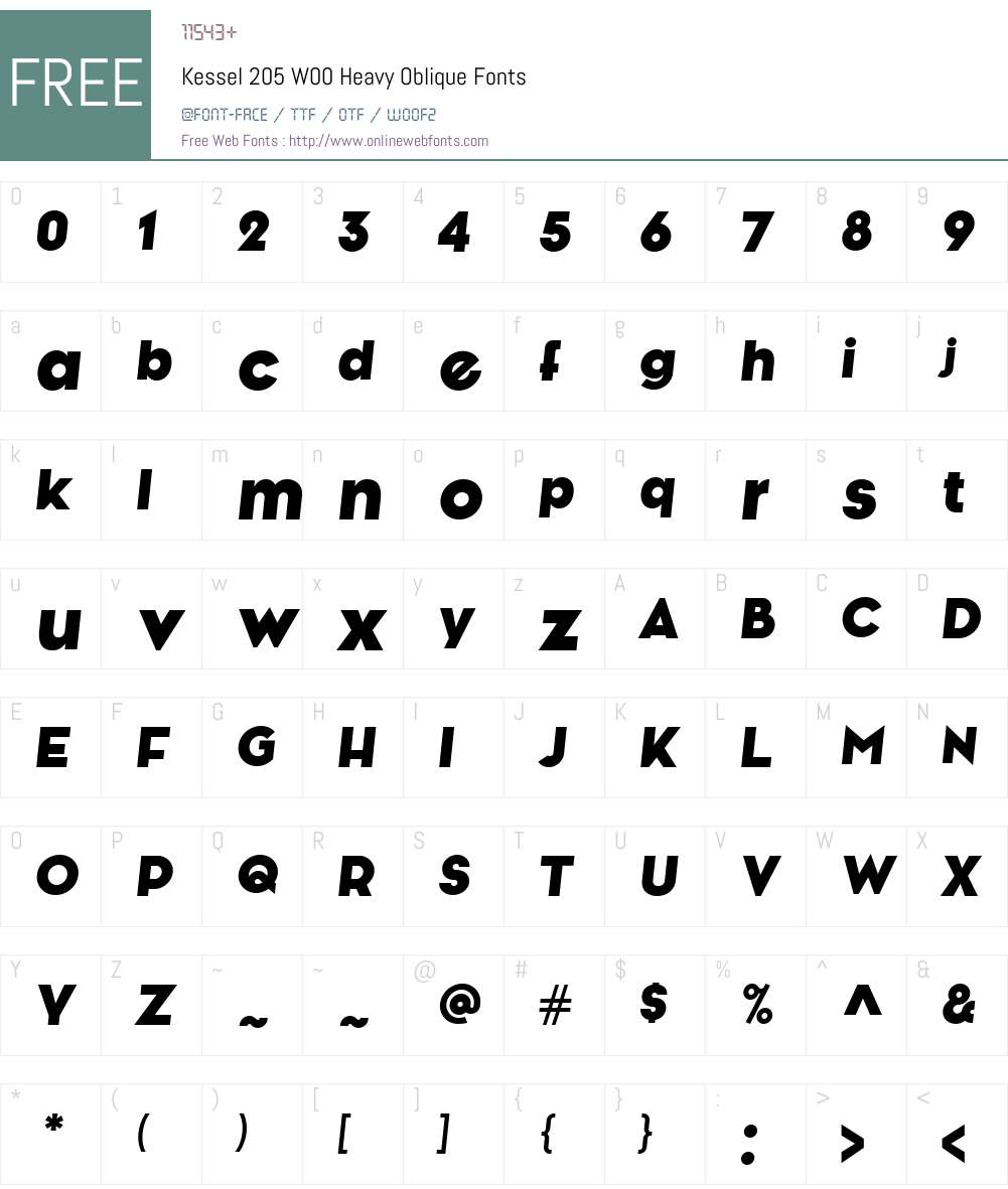 Kessel205W00-HeavyOblique Font Screenshots