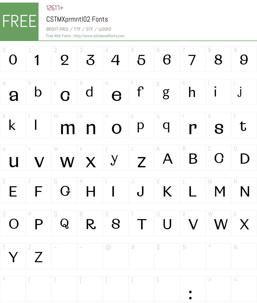 CSTM Xprmntl 02 Font Screenshots