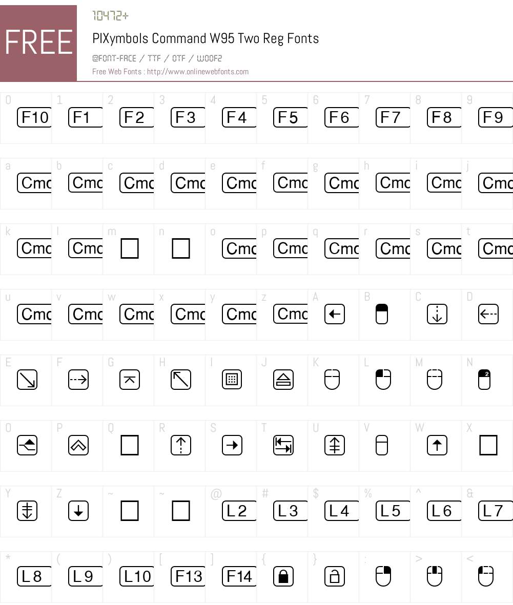 PIXymbolsCommandW95-TwoReg Font Screenshots