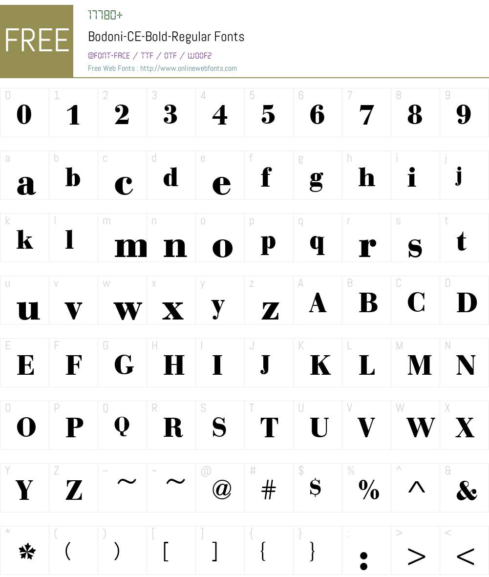 Bodoni-CE-Bold Font Screenshots