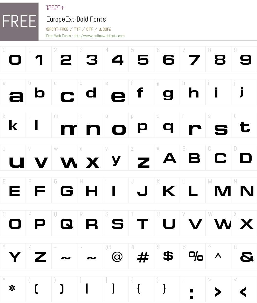 EuropeExt Font Screenshots
