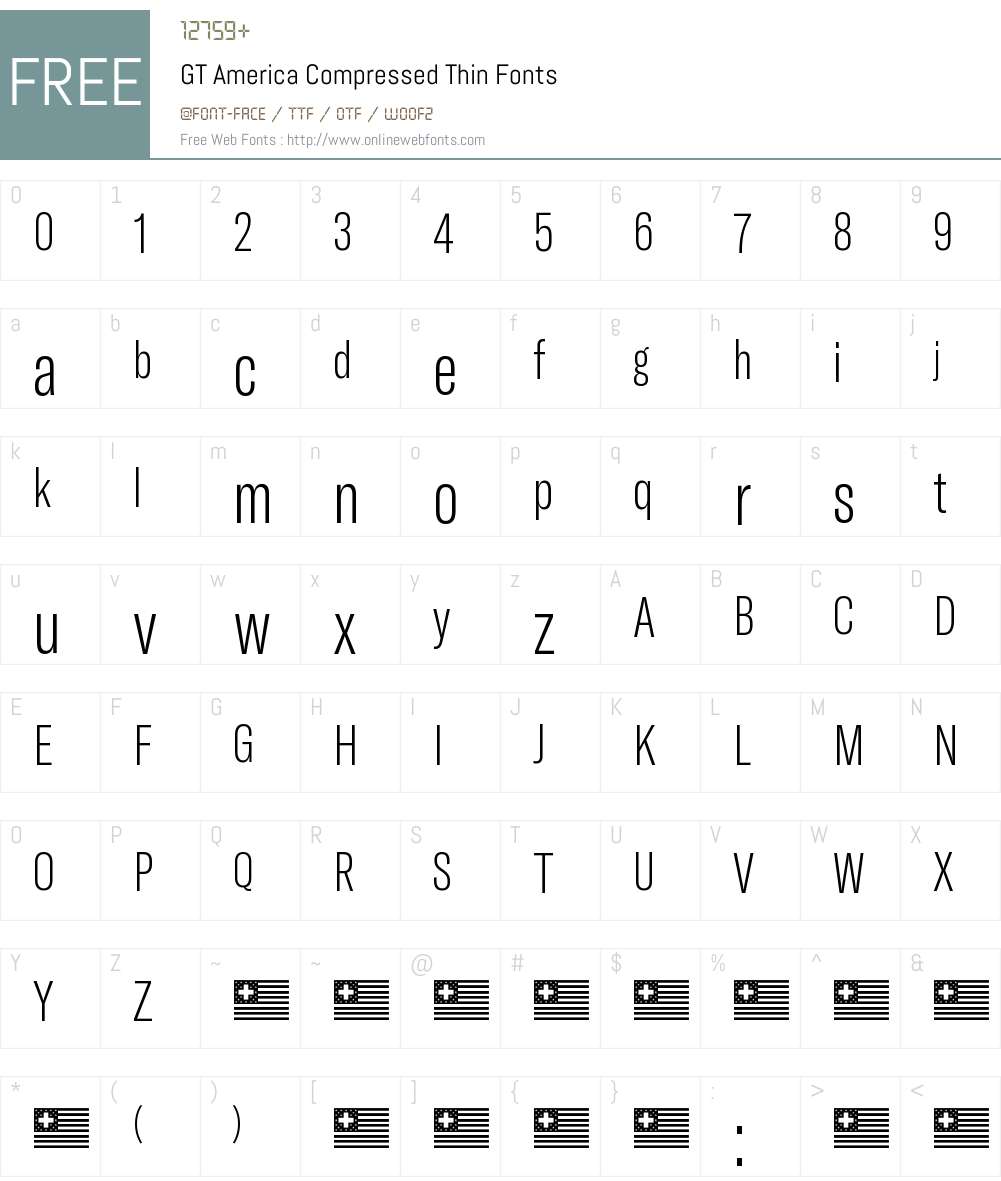 GT America Compressed Thin Font Screenshots