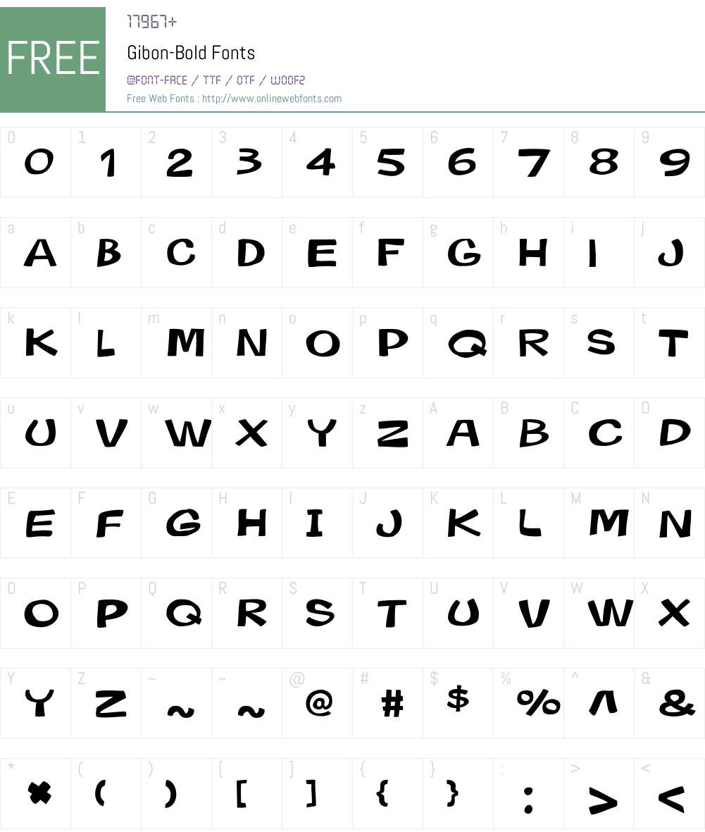 Gibon-Bold Font Screenshots