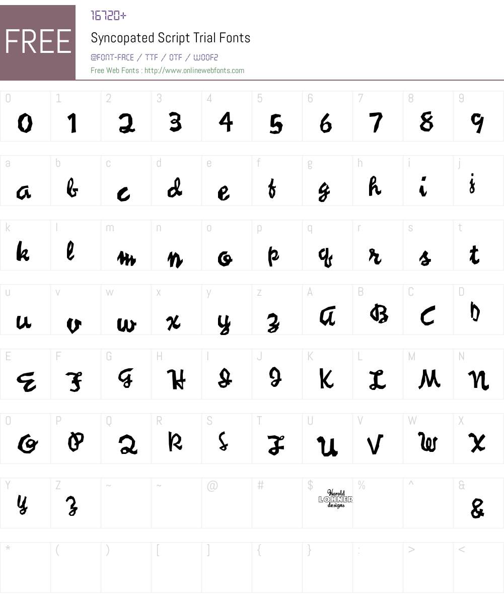 Syncopated Script Font Screenshots