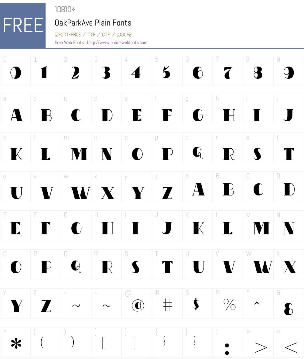 OakParkAve Font Screenshots