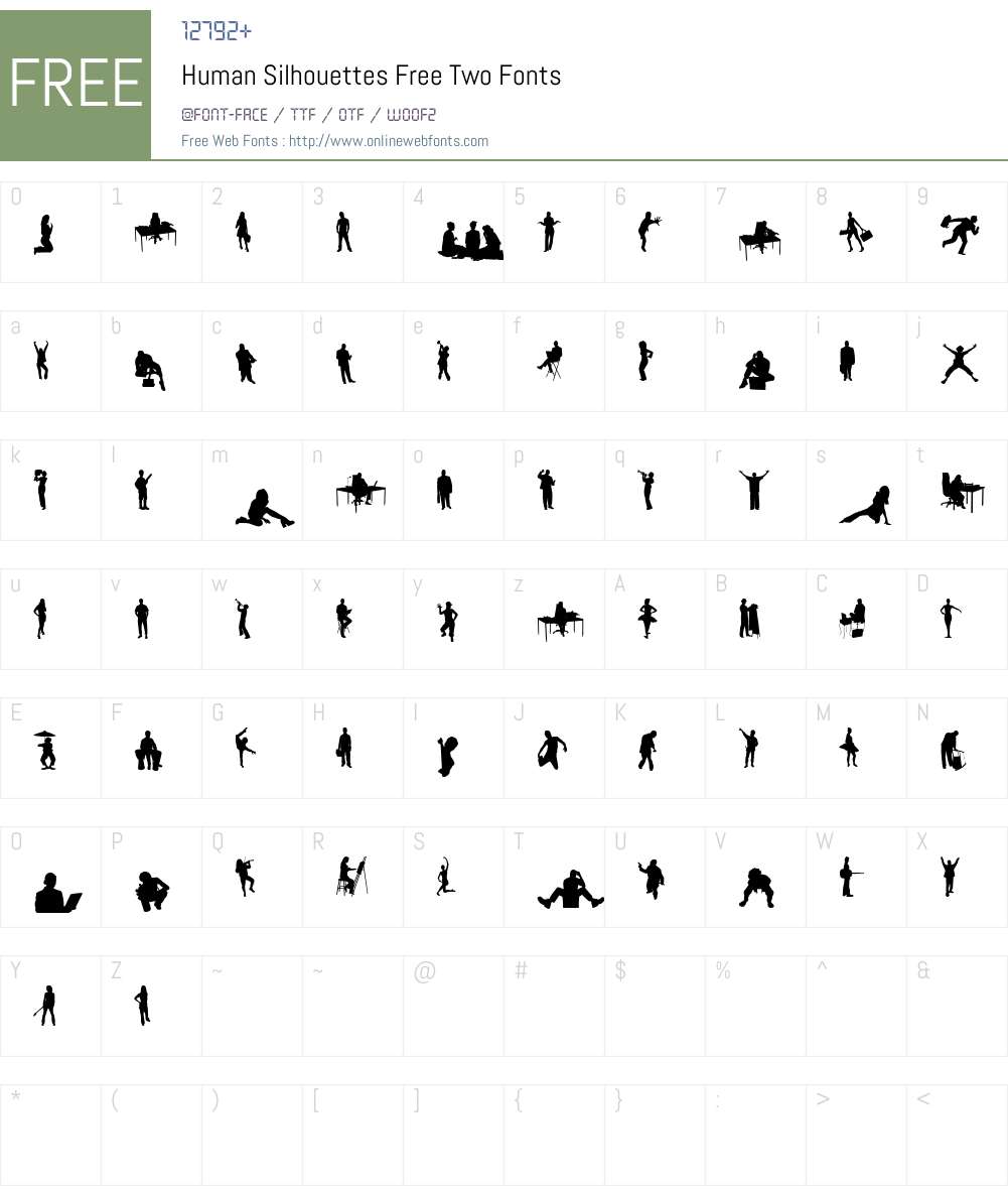 Human Silhouettes Free Two Font Screenshots