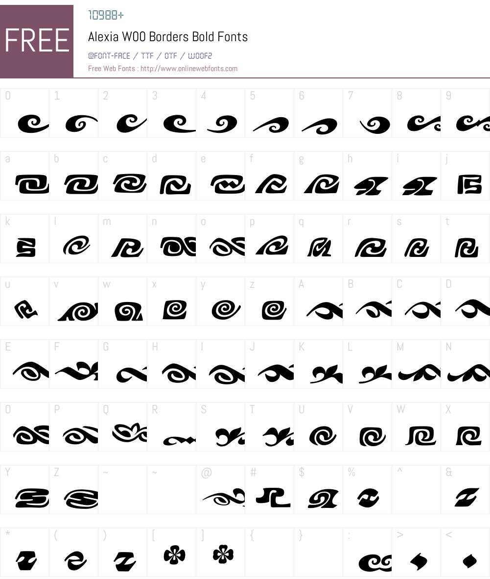 AlexiaW00-BordersBold Font Screenshots