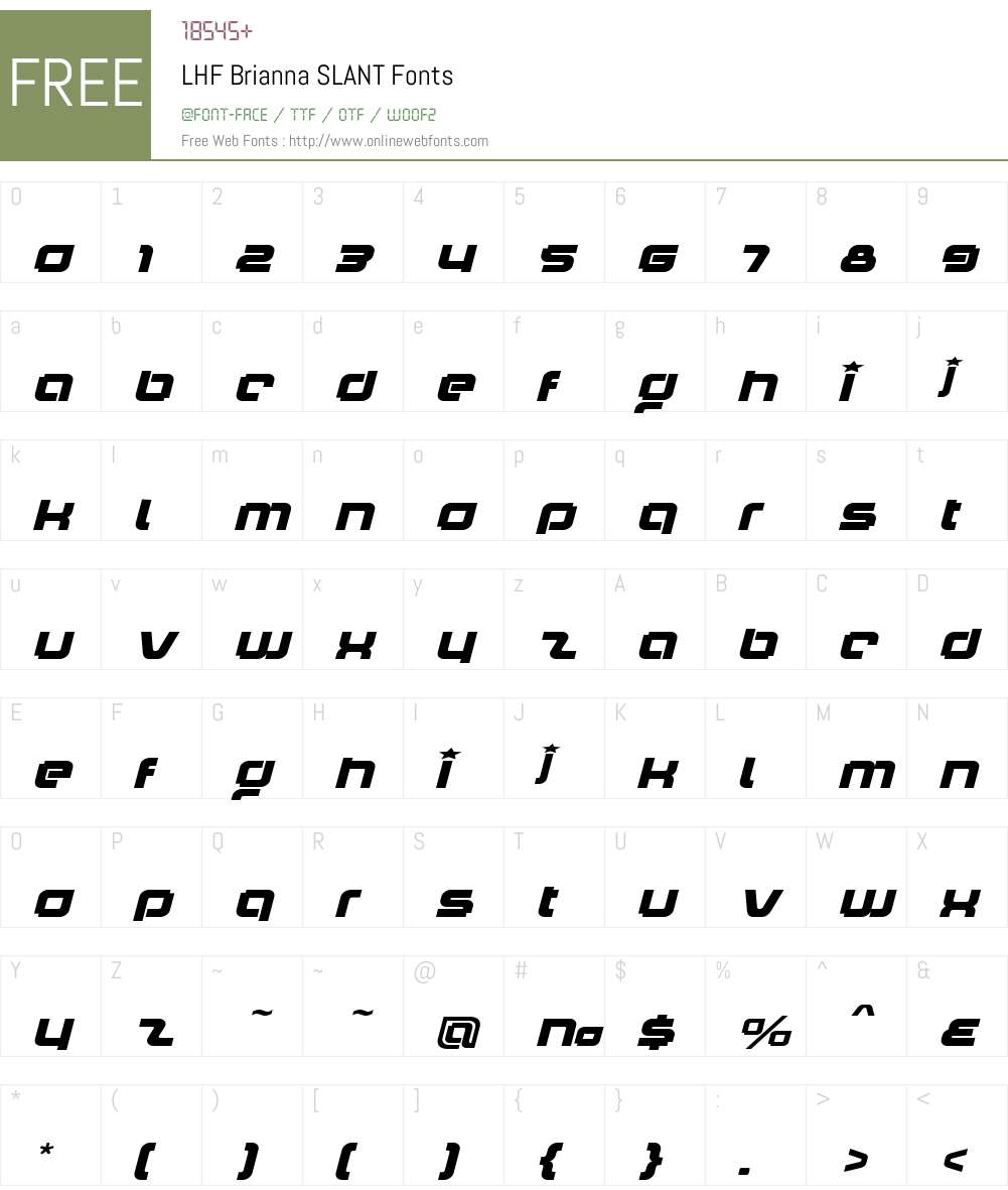 LHF Brianna SLANT Font Screenshots