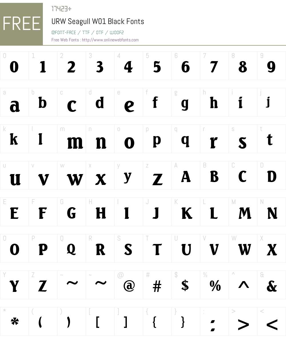 URWSeagullW01-Black Font Screenshots