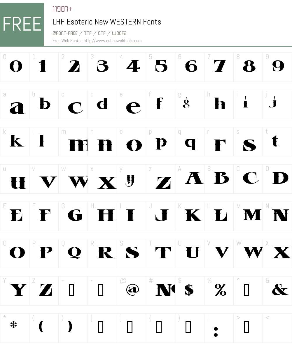 LHF Esoteric New WESTERN Font Screenshots