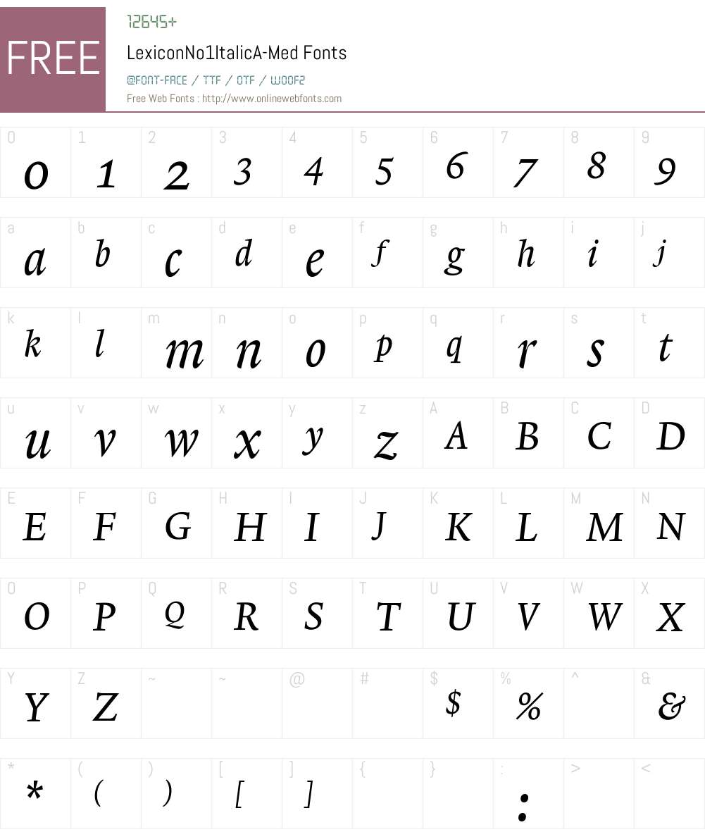 LexiconNo1ItalicA Font Screenshots