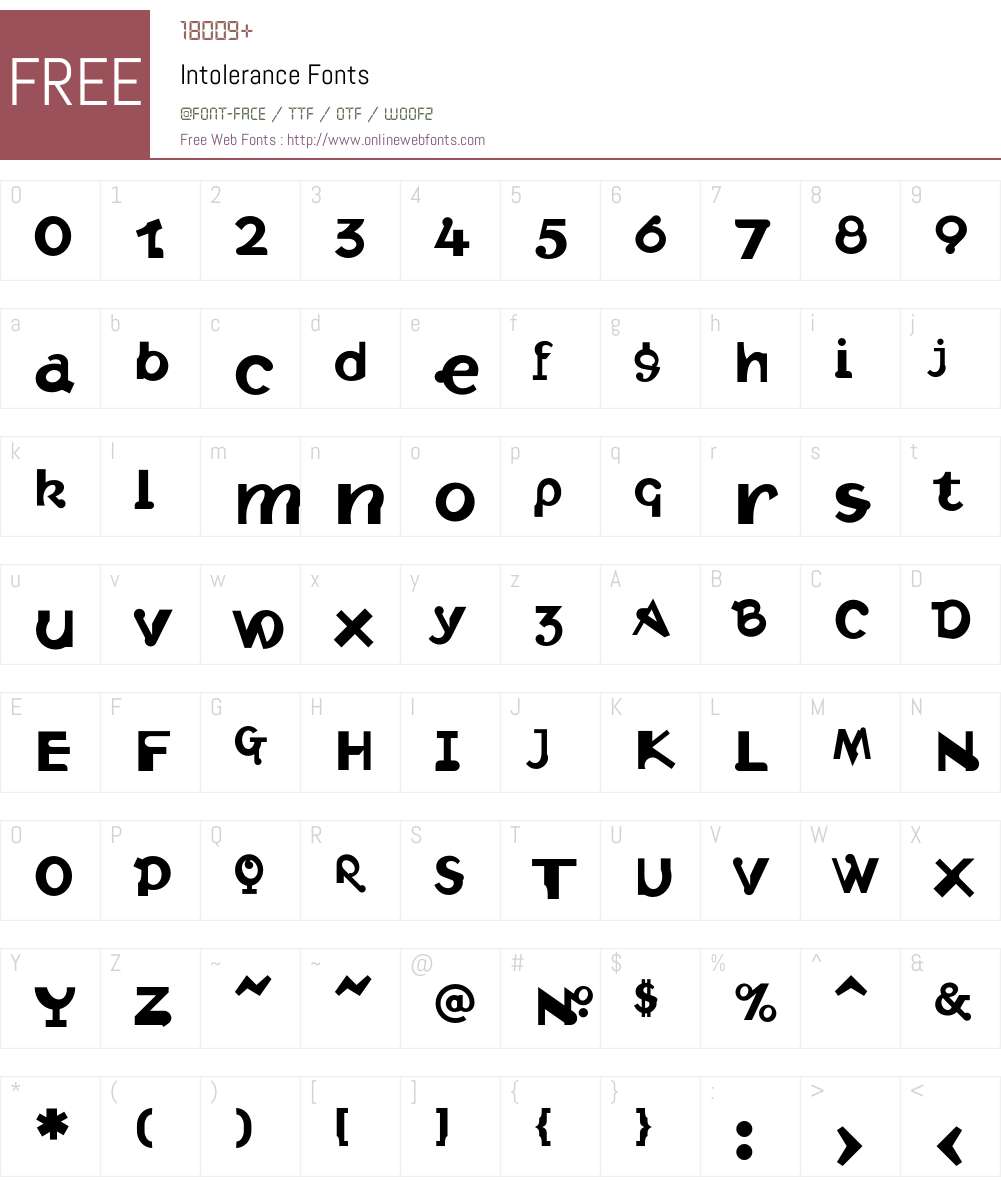 Intolerance Font Screenshots