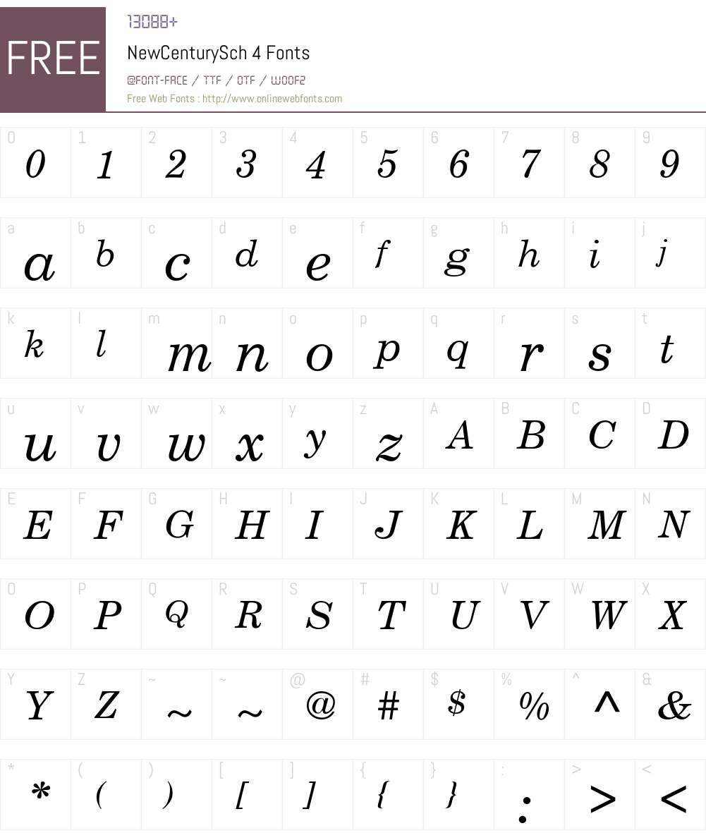 NewCenturySch 4 Font Screenshots
