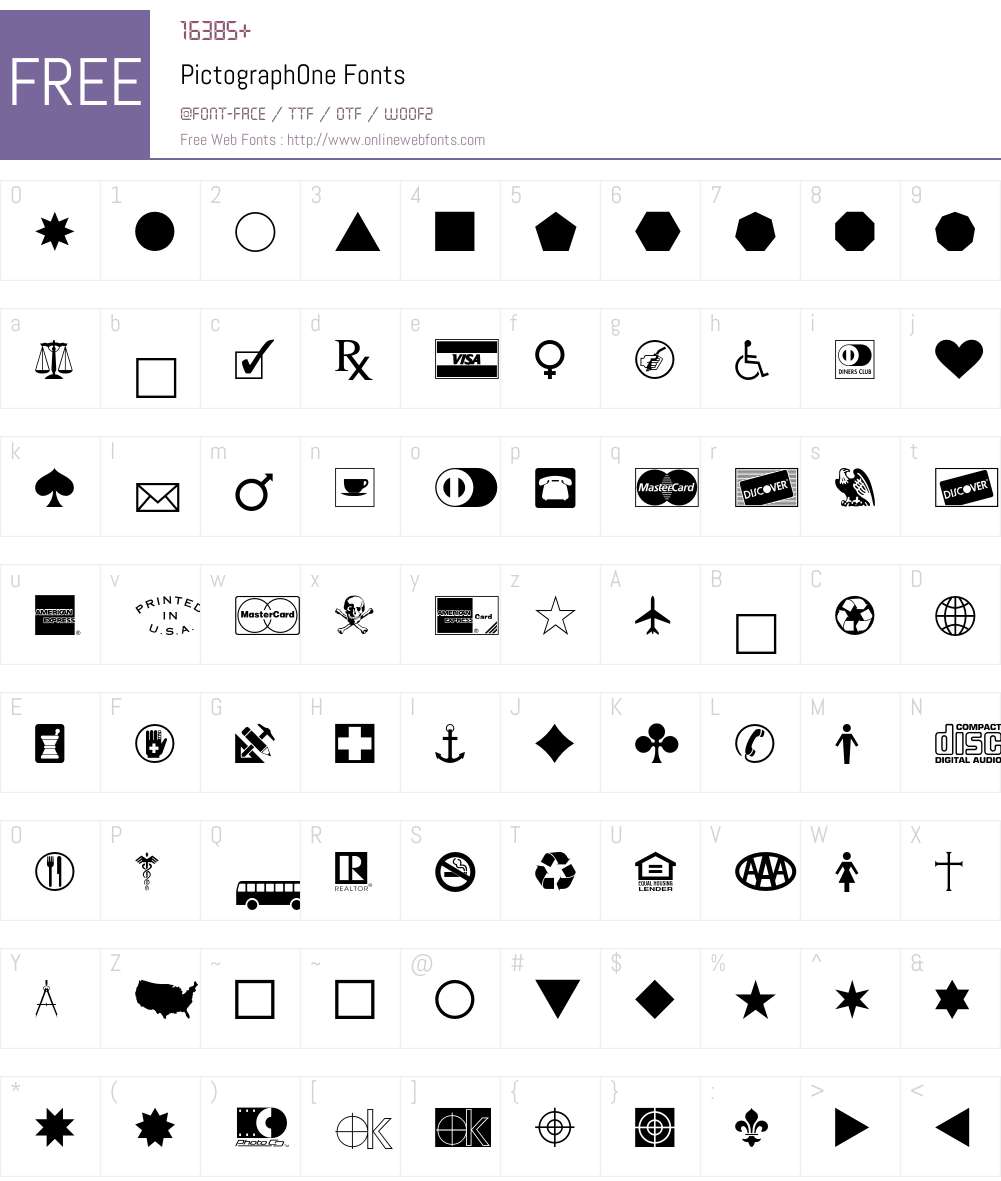 Pictograph Font Screenshots
