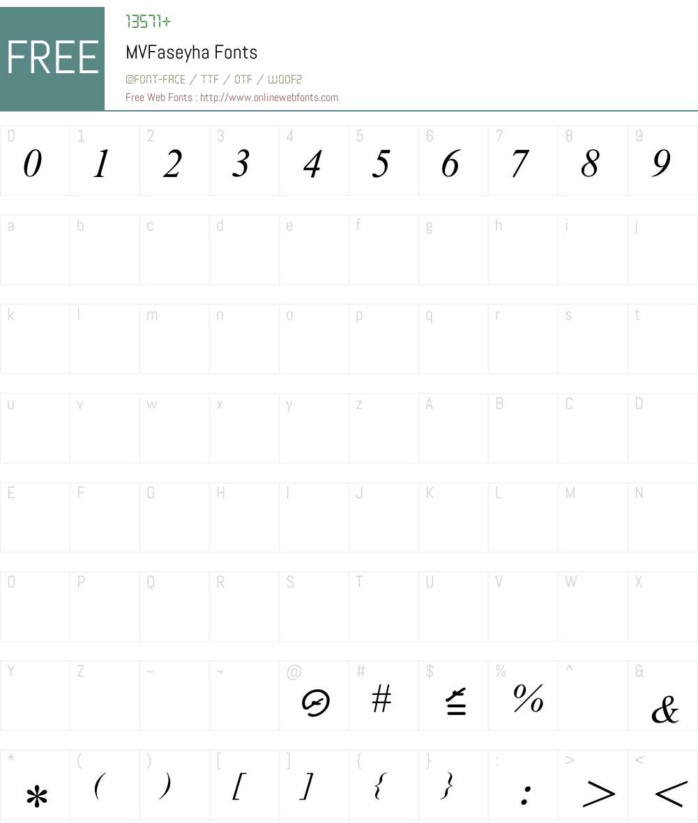 MV Faseyha Font Screenshots