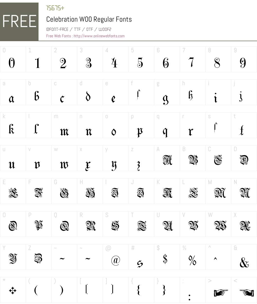 CelebrationW00-Regular Font Screenshots