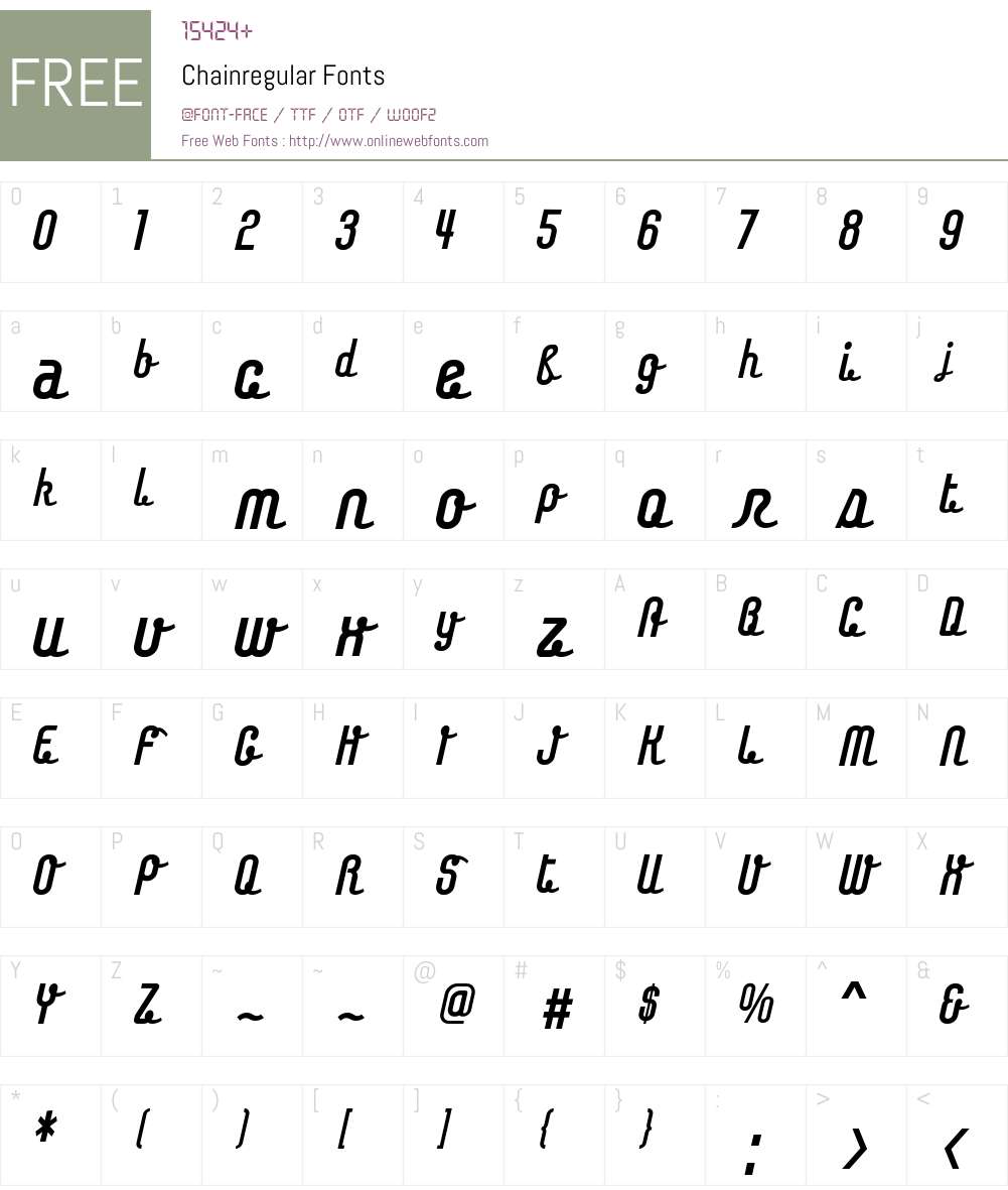 Chainregular Font Screenshots