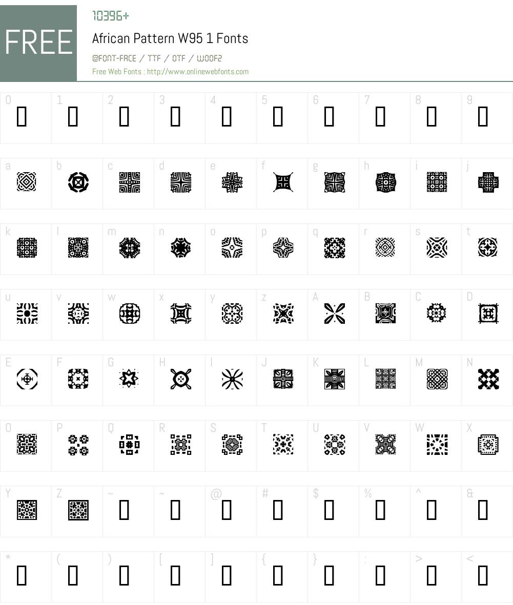 AfricanPatternW95-1 Font Screenshots
