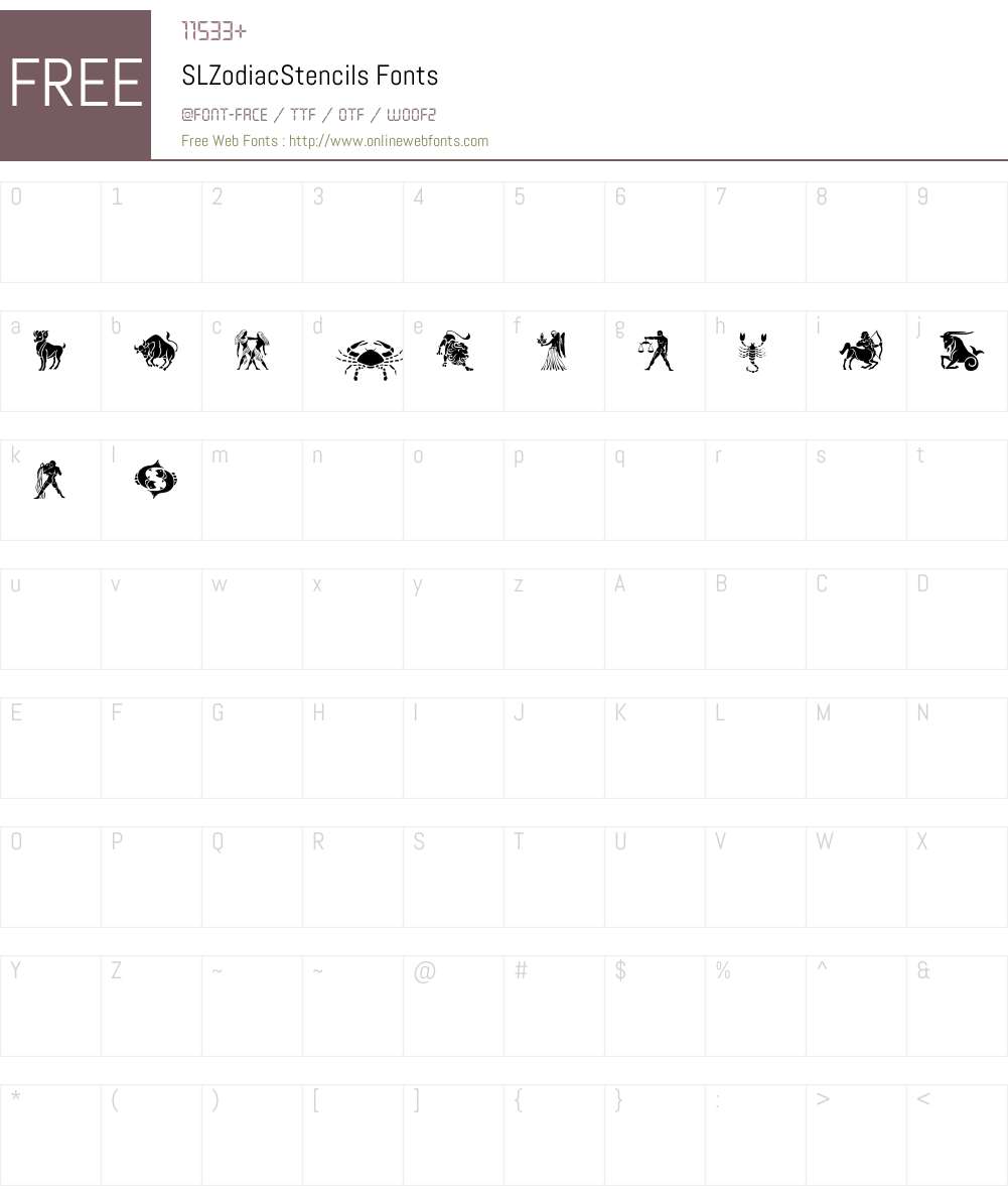 SLZodiacStencils Font Screenshots