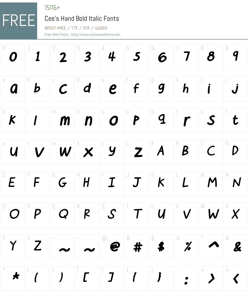 Cee's Hand Font Screenshots