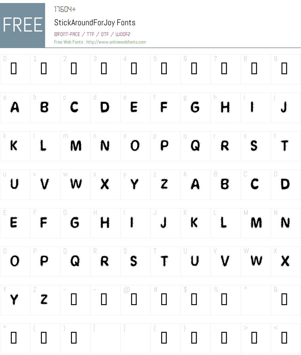 StickAroundForJoy Font Screenshots