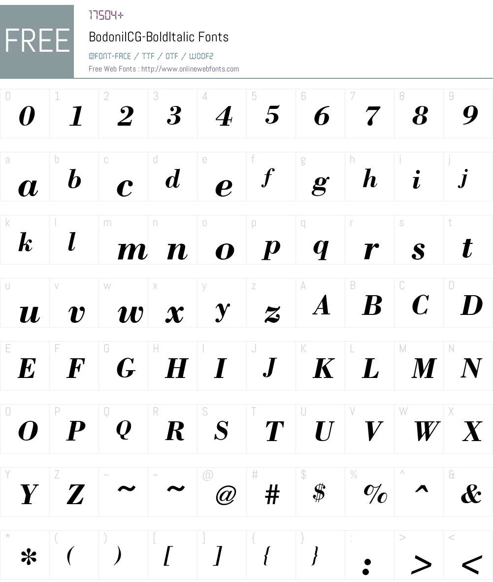 BodoniICG Font Screenshots