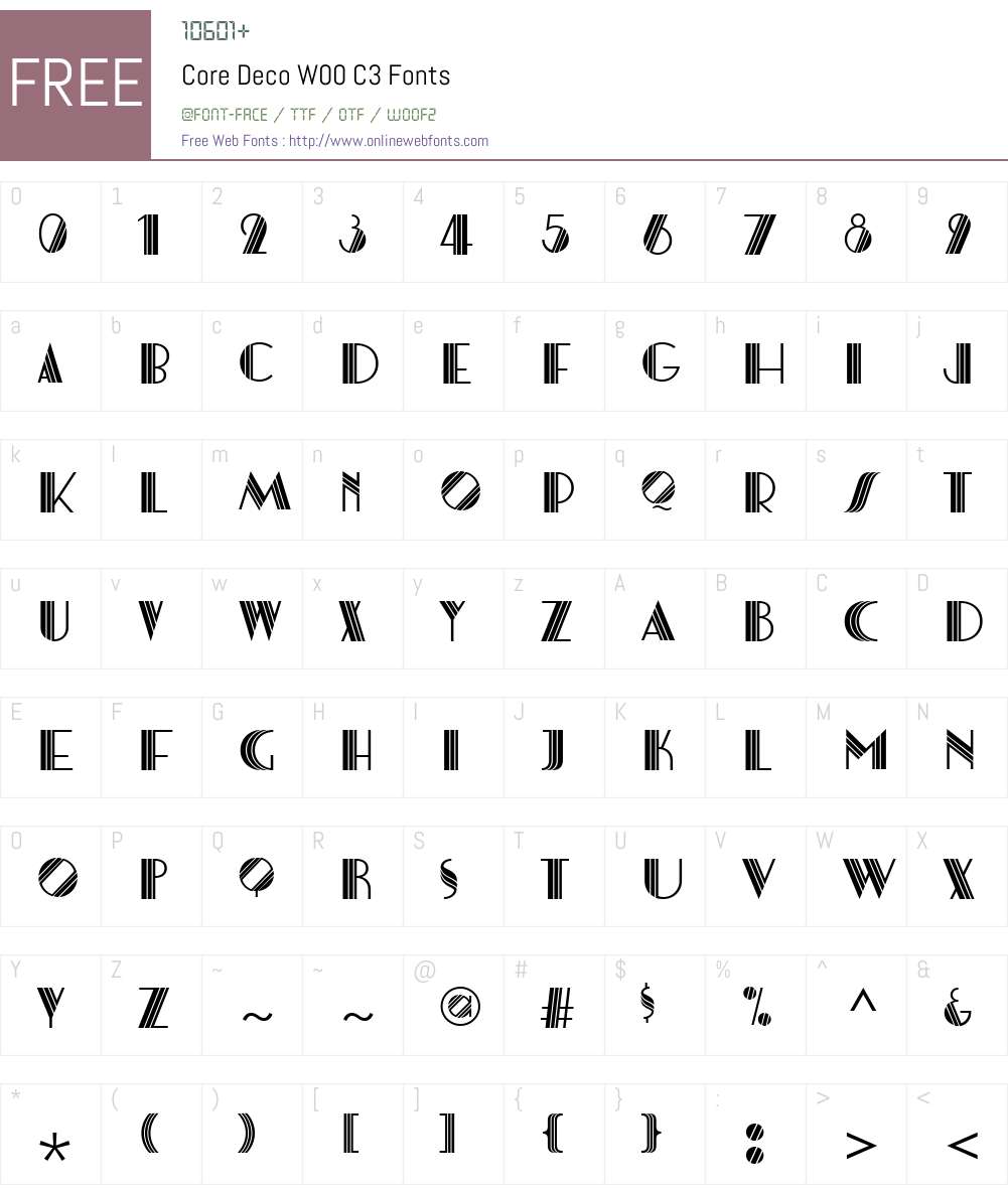 CoreDecoW00-C3 Font Screenshots