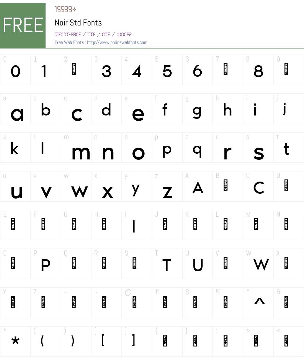 NoirStd-Regular Font Screenshots