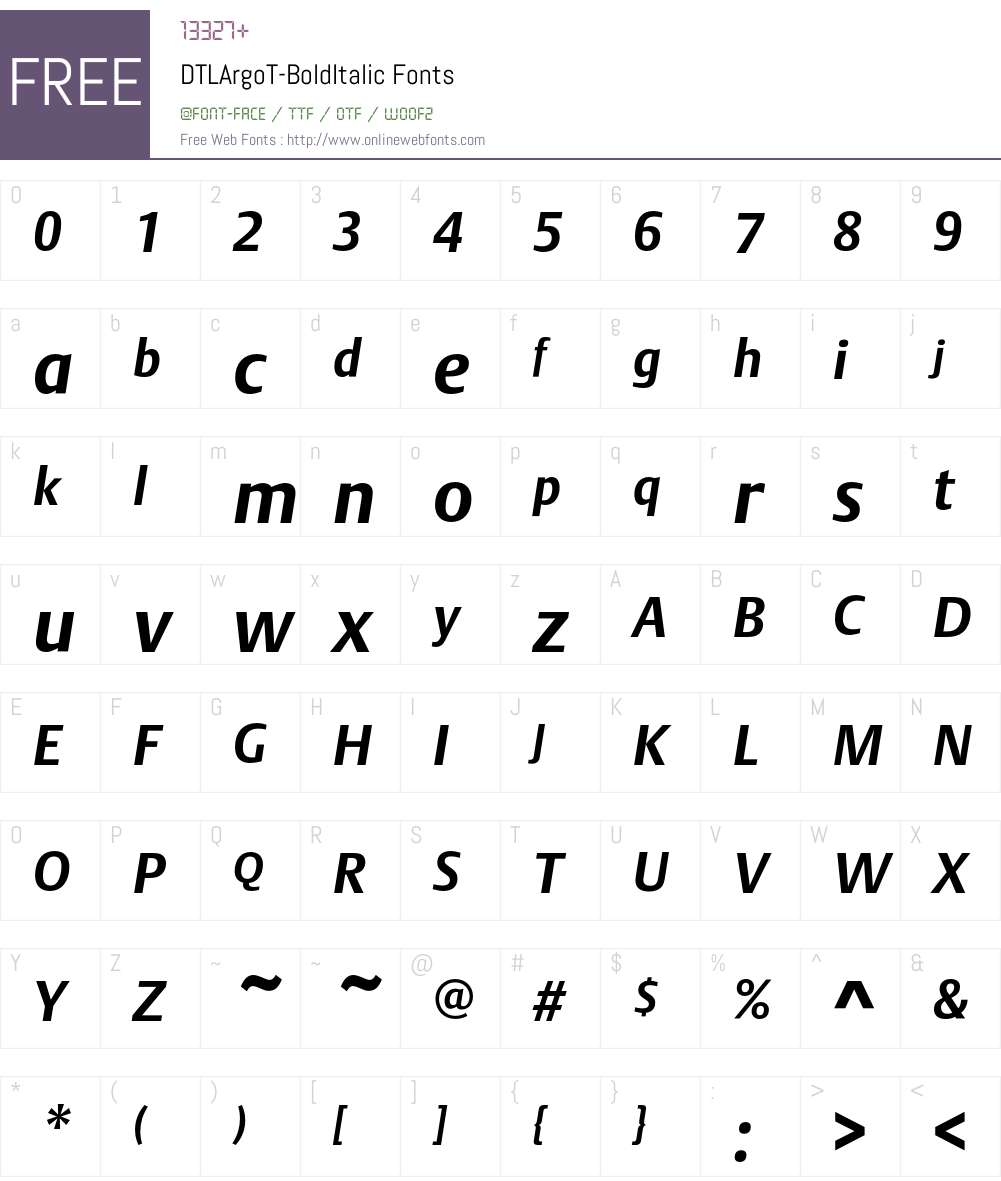 DTLArgoT Font Screenshots