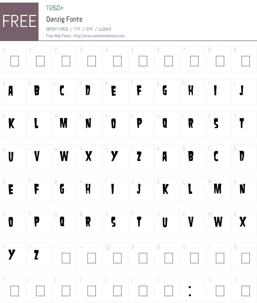 Danzig Font Screenshots
