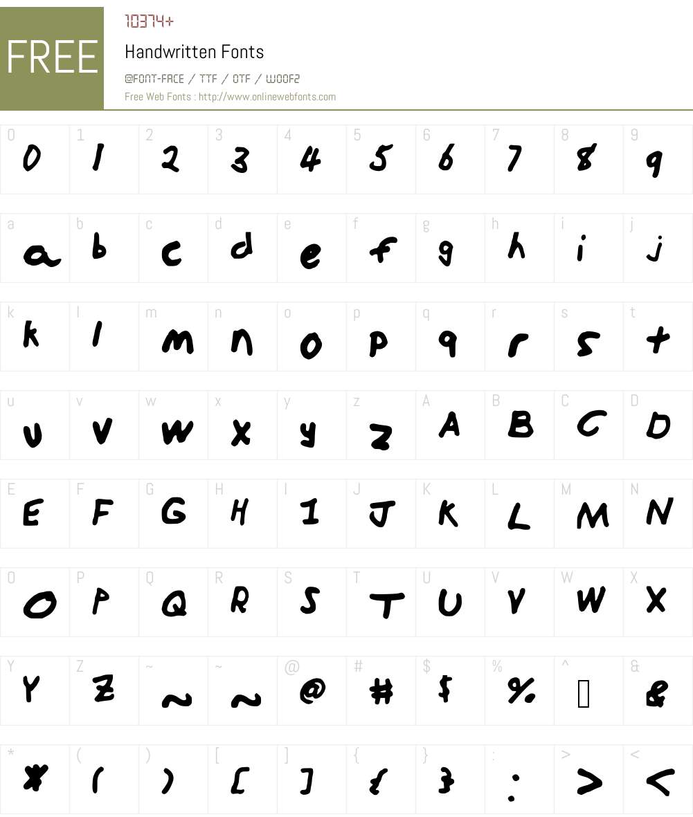 Handwritten Font Screenshots