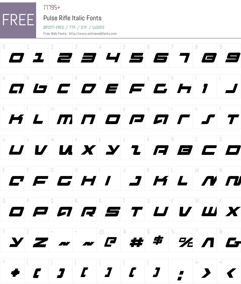 Pulse Rifle Italic Font Screenshots