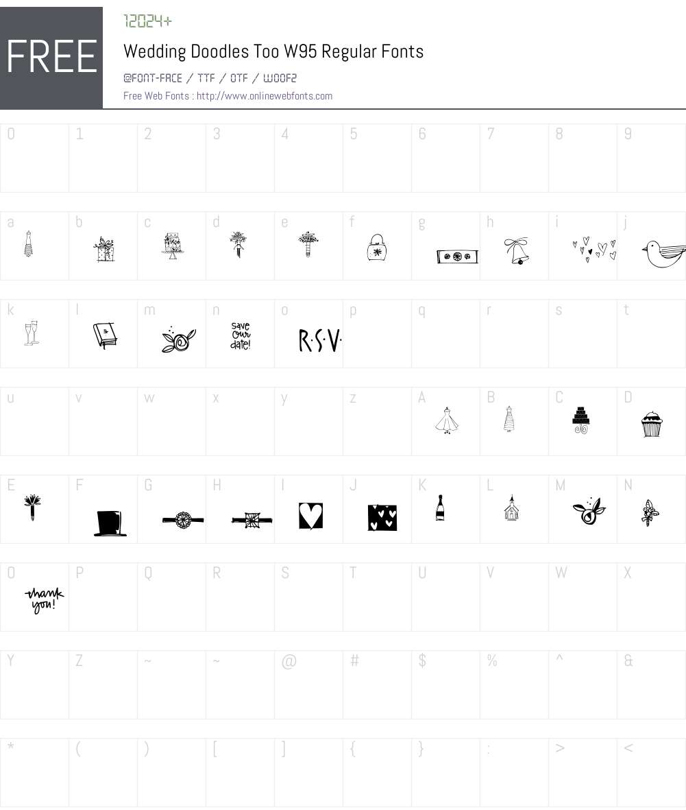 WeddingDoodlesTooW95-Reg Font Screenshots