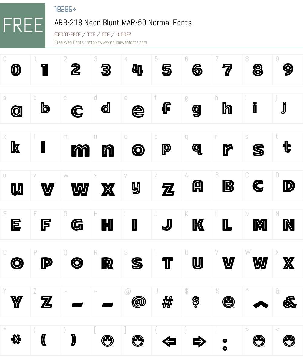 ARB-218 Neon Blunt MAR-50 Font Screenshots