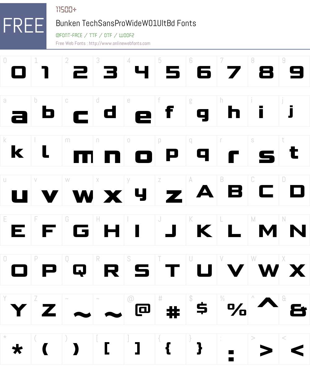 BunkenTechSansProWideW01-UltBd Font Screenshots
